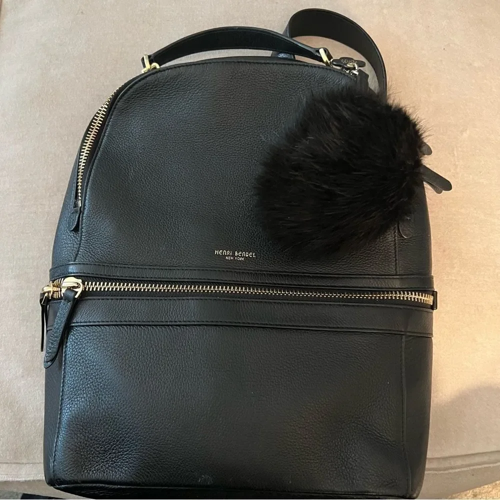 Henri Bendel Soho Backpack - Black - with Pom